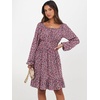 image:imageANRABESS Women Long Lantern Sleeve Square Neck Fall Short DressBlack Pink Floral