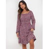 image:imageANRABESS Women Long Lantern Sleeve Square Neck Fall Short DressBlack Pink Floral