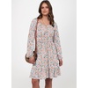 image:imageANRABESS Women Long Lantern Sleeve Square Neck Fall Short DressCoral Floral