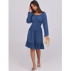 image:imageANRABESS Women Long Lantern Sleeve Square Neck Fall Short DressDark Blue