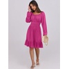 image:imageANRABESS Women Long Lantern Sleeve Square Neck Fall Short DressDark Pink