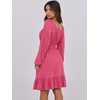 image:imageANRABESS Women Long Lantern Sleeve Square Neck Fall Short DressHot Pink
