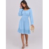 image:imageANRABESS Women Long Lantern Sleeve Square Neck Fall Short DressLight Blue