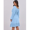 image:imageANRABESS Women Long Lantern Sleeve Square Neck Fall Short DressLight Blue