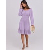 image:imageANRABESS Women Long Lantern Sleeve Square Neck Fall Short DressLight Purple