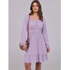 image:imageANRABESS Women Long Lantern Sleeve Square Neck Fall Short DressLight Purple