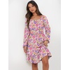 image:imageANRABESS Women Long Lantern Sleeve Square Neck Fall Short DressMulticolor Floral
