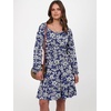 image:imageANRABESS Women Long Lantern Sleeve Square Neck Fall Short DressNavy White Floral