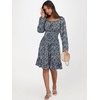 image:imageANRABESS Women Long Lantern Sleeve Square Neck Fall Short DressPrint Blue White