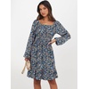 image:imageANRABESS Women Long Lantern Sleeve Square Neck Fall Short DressPrint Blue White