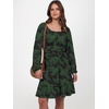 image:imageANRABESS Women Long Lantern Sleeve Square Neck Fall Short DressPrint Green Leaf