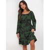 image:imageANRABESS Women Long Lantern Sleeve Square Neck Fall Short DressPrint Green Leaf