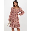 image:imageANRABESS Women Long Lantern Sleeve Square Neck Fall Short DressPrint Rose Pink