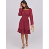 image:imageANRABESS Women Long Lantern Sleeve Square Neck Fall Short DressRed