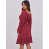 image:imageANRABESS Women Long Lantern Sleeve Square Neck Fall Short DressRed