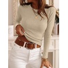 image:imageANRABESS Women Long Sleeve Knit Top Fall Lightweight Fitted Sweater ShirtsAlmond