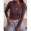 image:imageANRABESS Women Long Sleeve Knit Top Fall Lightweight Fitted Sweater ShirtsDark Red