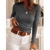 image:imageANRABESS Women Long Sleeve Knit Top Fall Lightweight Fitted Sweater ShirtsDeep Grey