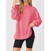 image:imageANRABESS Women Long Sleeve Shirts Fall Oversized Ribbed TopsCoral Pink