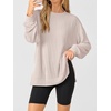 image:imageANRABESS Women Long Sleeve Shirts Fall Oversized Ribbed TopsFair Pink