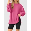 image:imageANRABESS Women Long Sleeve Shirts Fall Oversized Ribbed TopsHot Pink