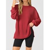 image:imageANRABESS Women Long Sleeve Shirts Fall Oversized Ribbed TopsRed