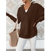 image:imageANRABESS Women Long Sleeve V Neck Fall Sweater Quarter Zip PulloverCoffee