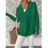 image:imageANRABESS Women Long Sleeve V Neck Fall Sweater Quarter Zip PulloverGreen