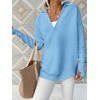 image:imageANRABESS Women Long Sleeve V Neck Fall Sweater Quarter Zip PulloverLight Blue
