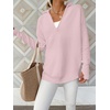 image:imageANRABESS Women Long Sleeve V Neck Fall Sweater Quarter Zip PulloverPink