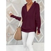 image:imageANRABESS Women Long Sleeve V Neck Fall Sweater Quarter Zip PulloverWine Red