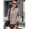 image:imageANRABESS Women Mock Neck Long Sleeve Shirts Striped Fall TopsBrown Beige Striped