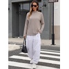 image:imageANRABESS Women Mock Neck Long Sleeve Shirts Striped Fall TopsBrown Beige Striped