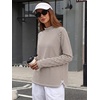 image:imageANRABESS Women Mock Neck Long Sleeve Shirts Striped Fall TopsBrown Beige Striped