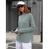 image:imageANRABESS Women Mock Neck Long Sleeve Shirts Striped Fall TopsGreen White Striped