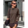 image:imageANRABESS Women Mock Neck Long Sleeve Shirts Striped Fall TopsLight Coffee