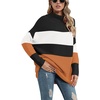 image:imageANRABESS Women Oversized Turtleneck Tunic Sweater Long Sleeve PulloverStripe Orange
