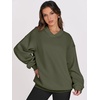 image:imageANRABESS Women Oversized V Neck Fleece Fall SweatshirtsArmy Green