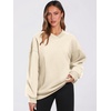 image:imageANRABESS Women Oversized V Neck Fleece Fall SweatshirtsBeige