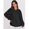 image:imageANRABESS Women Oversized V Neck Fleece Fall SweatshirtsBlack