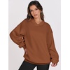 image:imageANRABESS Women Oversized V Neck Fleece Fall SweatshirtsCaramel