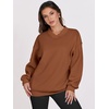 image:imageANRABESS Women Oversized V Neck Fleece Fall SweatshirtsCaramel