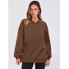 image:imageANRABESS Women Oversized V Neck Fleece Fall SweatshirtsCoffee