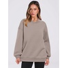 image:imageANRABESS Women Oversized V Neck Fleece Fall SweatshirtsLight Khaki