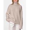 image:imageANRABESS Women Turtleneck Oversized Long Sleeve Knit SweaterLight Khaki