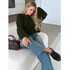 image:imageANRABESS Womens Cable Knit Chunky Cropped Sweaters Long Sleeve Fall OutfitsGreen