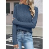 image:imageANRABESS Womens Cable Knit Mock Neck Long Sleeve SweatersDeep Blue