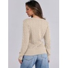 image:imageANRABESS Womens Cable Knit V Neck Fitted SweatersApricot