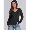 image:imageANRABESS Womens Cable Knit V Neck Fitted SweatersBlack