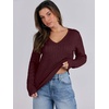 image:imageANRABESS Womens Cable Knit V Neck Fitted SweatersBurgundy